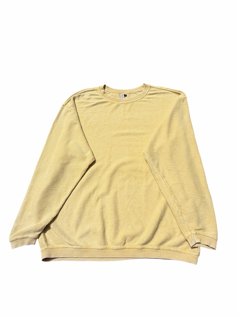 chicka-d The Original Corded Crew Sweatshirt Oversized Ribbed Gold Yellow L